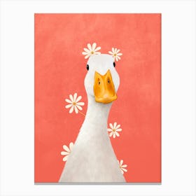 Duck With Chamomiles Canvas Print