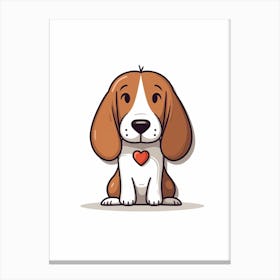Cute Dog Heart Cartoon 1 Canvas Print