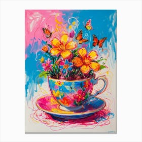 Teacup With Butterflies 2 Canvas Print