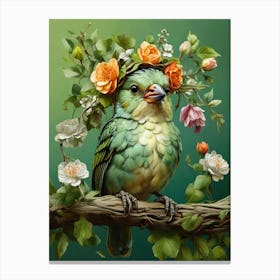 Bird With Flowers 2 Canvas Print