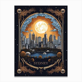 Sydney, Australia, Tarot Card Travel  Line Art 3 Canvas Print