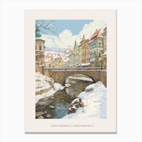 Vintage Winter Poster Cesky Krumloy Czech Republic 1 Canvas Print