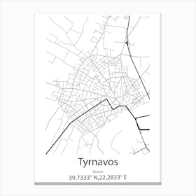 Tyrnavos,Greece Minimalist Map Canvas Print