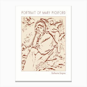 Line Art Minimalist – Portrait Of Mary Pickford – Guillaume Seignac – Classic Painting 1 Canvas Print