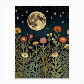 Moonlight In The Meadow Style William Morris Art Print 1 Canvas Print