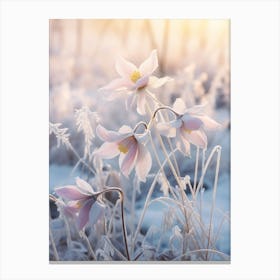 Frosty Botanical Columbine 3 Canvas Print