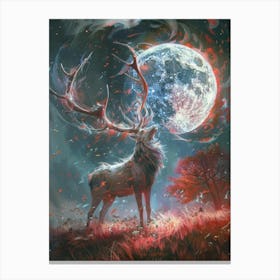 Deer In The Moonlight 8 Canvas Print