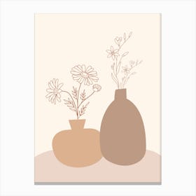 Two Vases With Flowers Canvas Print