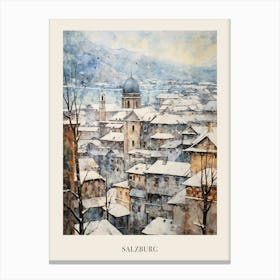 Vintage Winter Painting Poster Salzburg Austria 1 Canvas Print