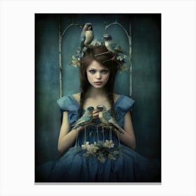 Girl With Birds 1 Canvas Print