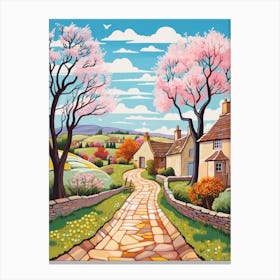 The Cotswolds England 3 Hike Illustration Canvas Print