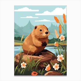 Baby Animal Illustration  Beaver 3 Canvas Print
