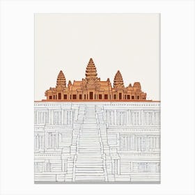 Angkor Wat Cambodia Boho Landmark Illustration Canvas Print