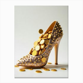 High Heel Shoe With Gold Coins Canvas Print