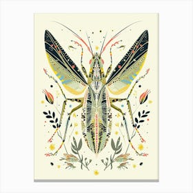 Colourful Insect Illustration Katydid 12 Canvas Print