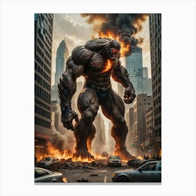 The Gigantic Colossus Stomps Through the Streets Canvas Print