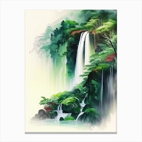 Shifen Waterfall, Taiwan Water Colour  (1) Canvas Print