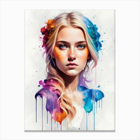 Portrait Of A Girl With Colorful Hair Canvas Print