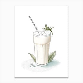 Coconut Milkshake Dairy Food Pencil Illustration 4 Canvas Print