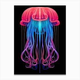 Upside Down Jellyfish Neon Illustration 4 Canvas Print