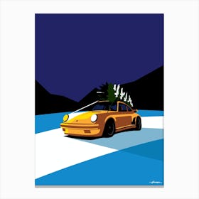 Porsche 911 - Christmas Tree - Retro Ice Yellow Canvas Print