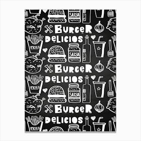 Burgers And Fries - kitchen art, kitchen poster Canvas Print