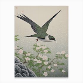 Ohara Koson Inspired Bird Painting Chimney Swift Canvas Print