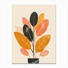 Croton Plant Minimalist Illustration 3 Canvas Print