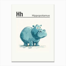 Animals Alphabet Hippopotamus 4 Canvas Print