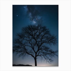 Lone Tree At Night 5 Canvas Print