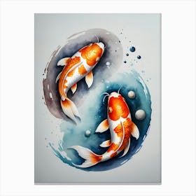 Koi Fish Yin Yang Painting (24) Canvas Print
