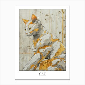 Cat Precisionist Illustration 3 Poster Canvas Print