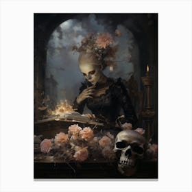 Woman and skull 3 Canvas Print