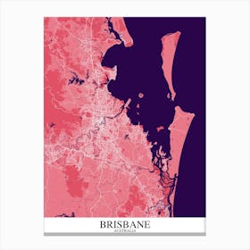 Brisbane Pink Purple Map Canvas Print