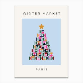 Winter Market | 10 – Colorful Christmas Tree Blue Canvas Print