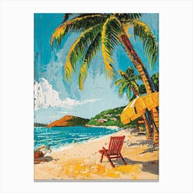 Retro Beach Scene 2 Canvas Print