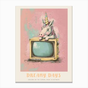 Pastel Unicorn & A Tv 2 Poster Canvas Print