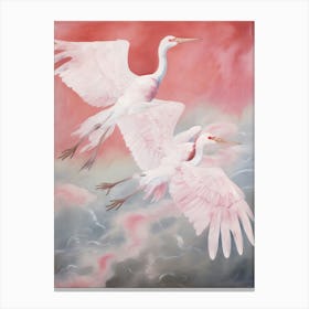 Pink Ethereal Bird Painting Crane Canvas Print