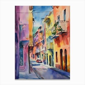 Palermo, Italy Watercolour Streets 3 Canvas Print