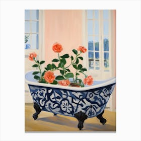 A Bathtube Full Of Camellia In A Bathroom 2 Canvas Print