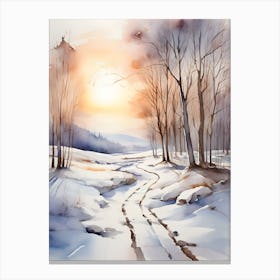 Watercolor Winter Landscape 2 Canvas Print