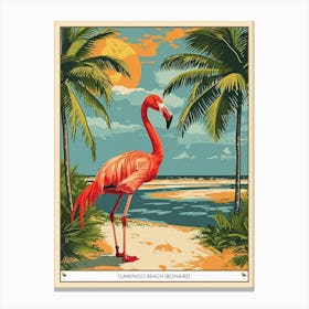 Greater Flamingo Flamingo Beach Bonaire Tropical Illustration 4 Poster Canvas Print