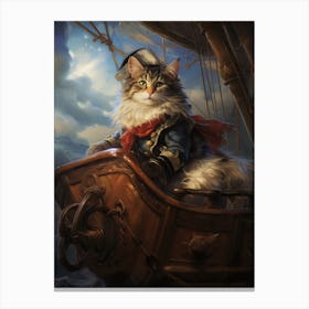 Cat On A Ship Rococo Style 4 Canvas Print