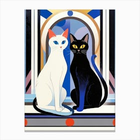 Cats On A Window Canvas Print