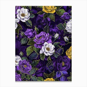 Seamless Pattern With Roses Canvas Print