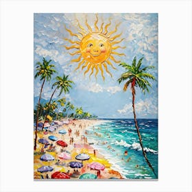 Happy Sunny Beach - Colorful Coastal Digital Wall Art Download Leinwandbild