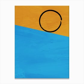 Minimalist Black Circle on Blue and Orange Abstract Background Canvas Print