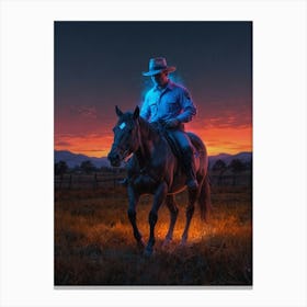 Cowboy On A Horse Canvas Print