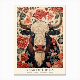 Chinese Lunar Year Of The Ox 3 William Morris Style Canvas Print