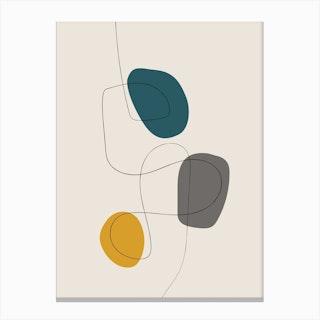 Minimalist Mustard Teal Gray A Canvas Print